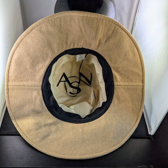 ASN “Harper” Felt Wide Brim Hat – Oatmeal Tan Wool with Braided Band - Picture 1 of 5